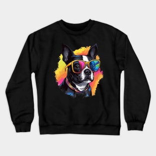 Boston Terrier with a splash of color Crewneck Sweatshirt